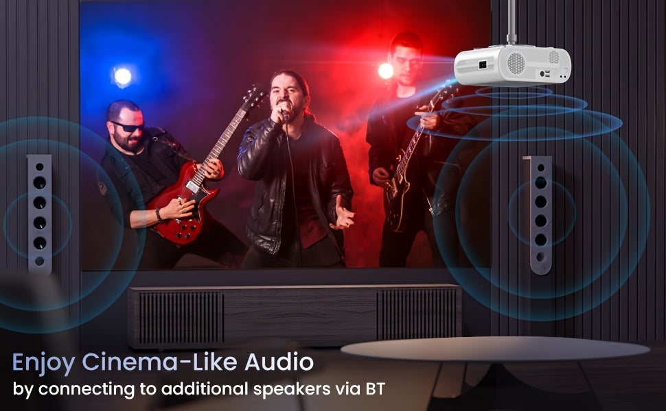 1080P Projector 4K Support - 300 ANSI BT5.1 Portable Home Theater