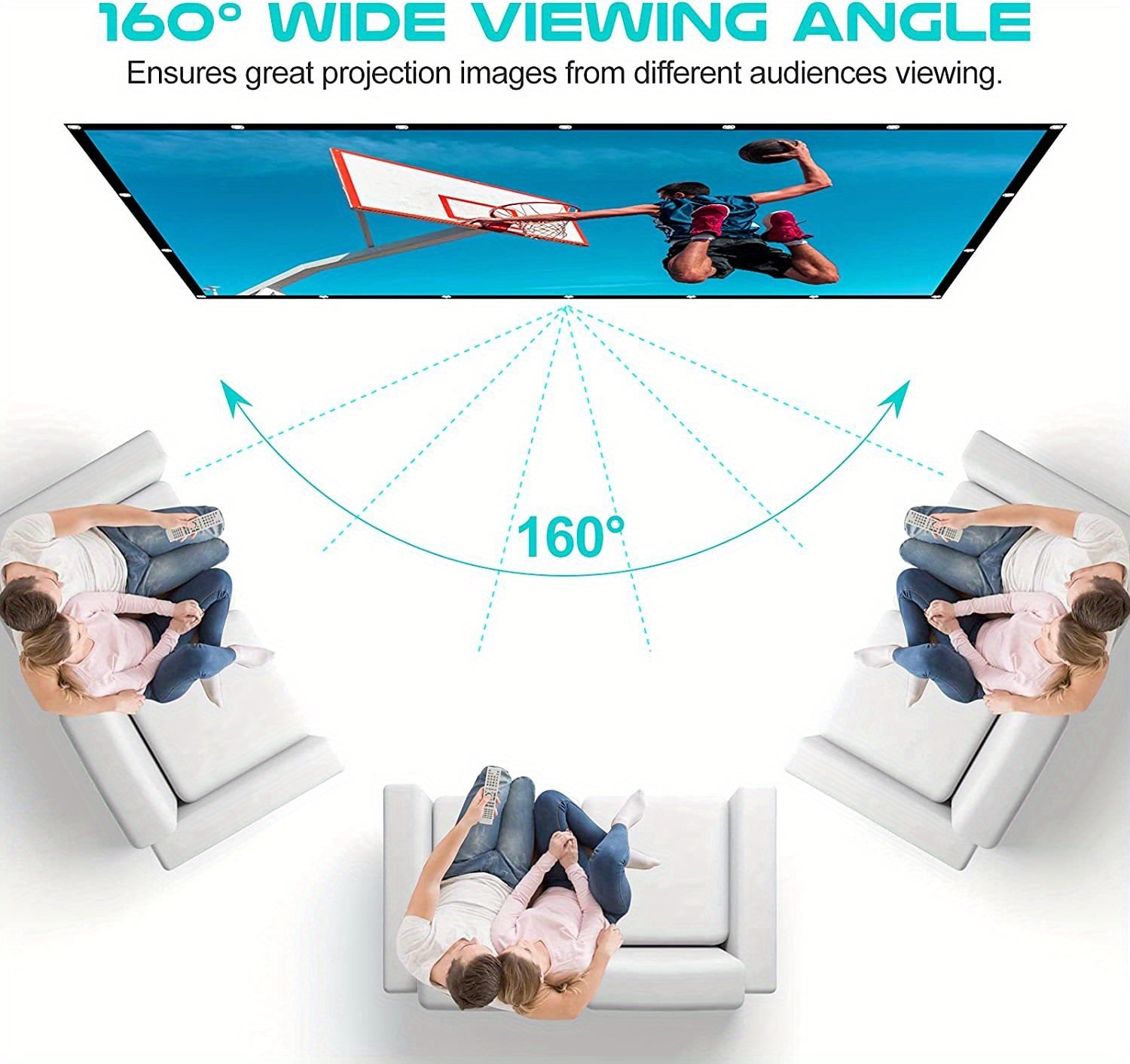 Pantalla de Proyección HD 72" 16:9 Plegable Anti-Arrugas