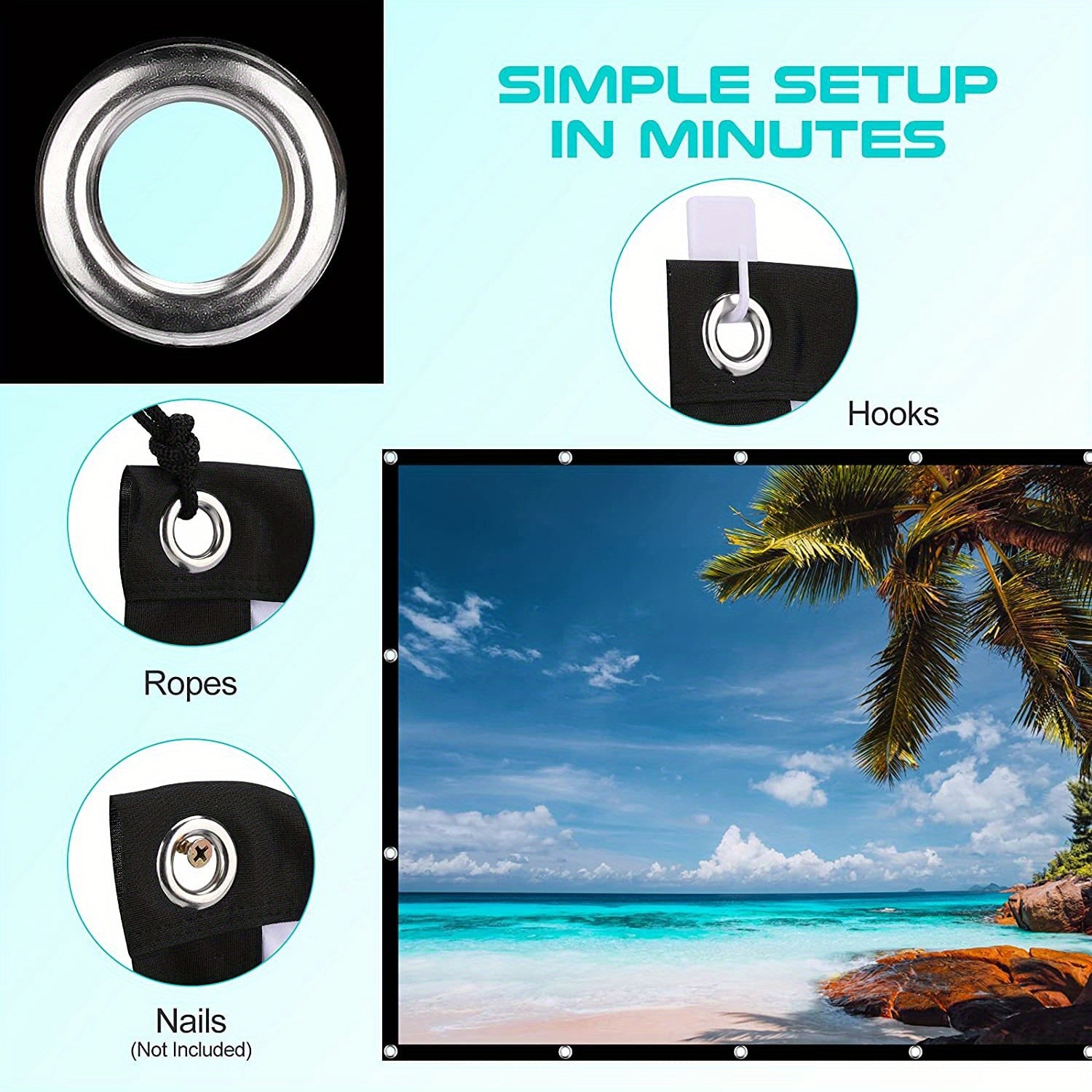 Pantalla de Proyección HD 72" 16:9 Plegable Anti-Arrugas