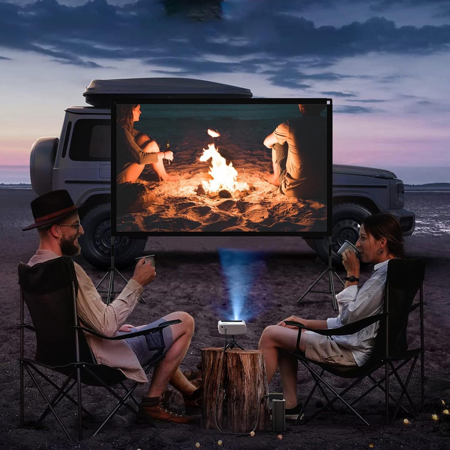 Pantalla de Proyección Portátil 100-120" 4K 16:9 con Soporte Dual