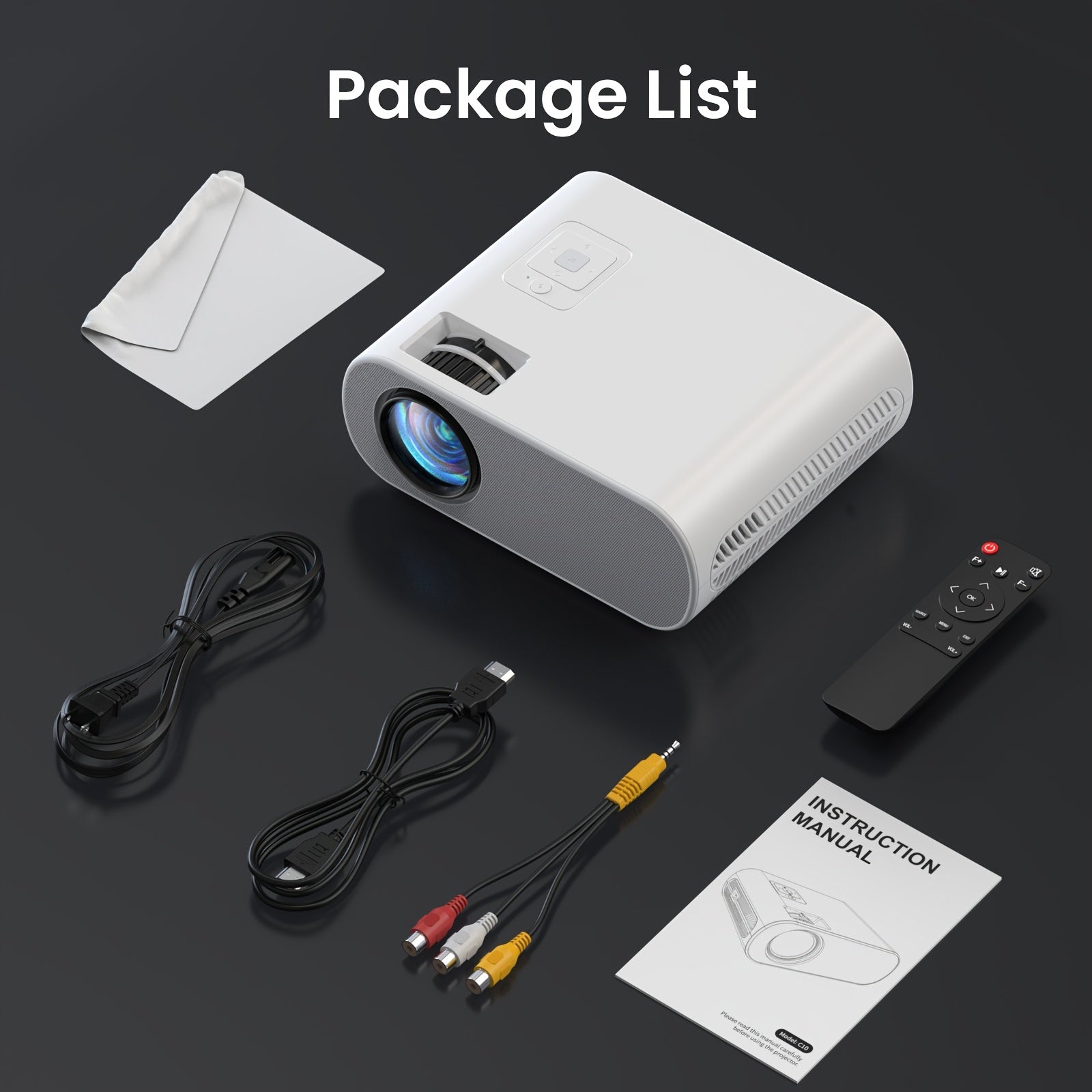 1080P Projector 4K Support - 300 ANSI BT5.1 Portable Home Theater