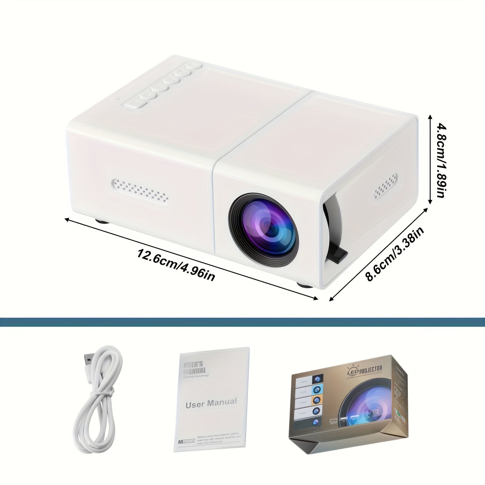 Portable HD Mini Projector 1080P - 210" Screen Built-in Speakers