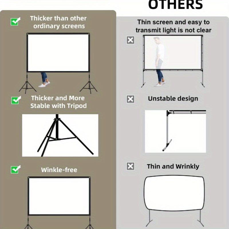 Pantalla de Proyección Portátil 100-120" 4K 16:9 con Soporte Dual