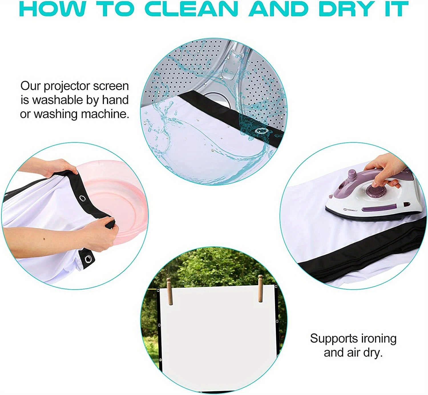 Pantalla de Proyección HD 72" 16:9 Plegable Anti-Arrugas