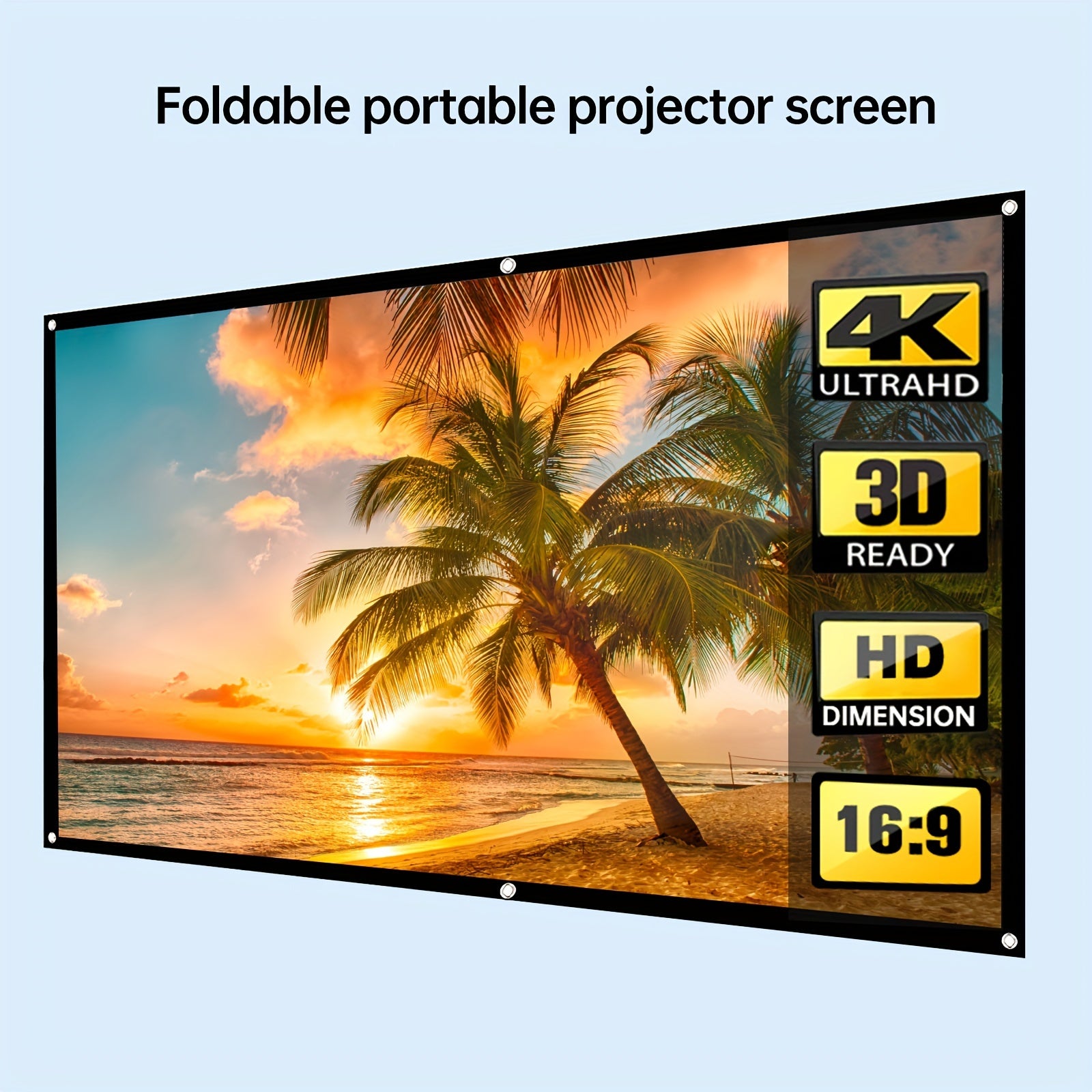 Pantalla de Proyección 4K 3D 100" Portátil Plegable