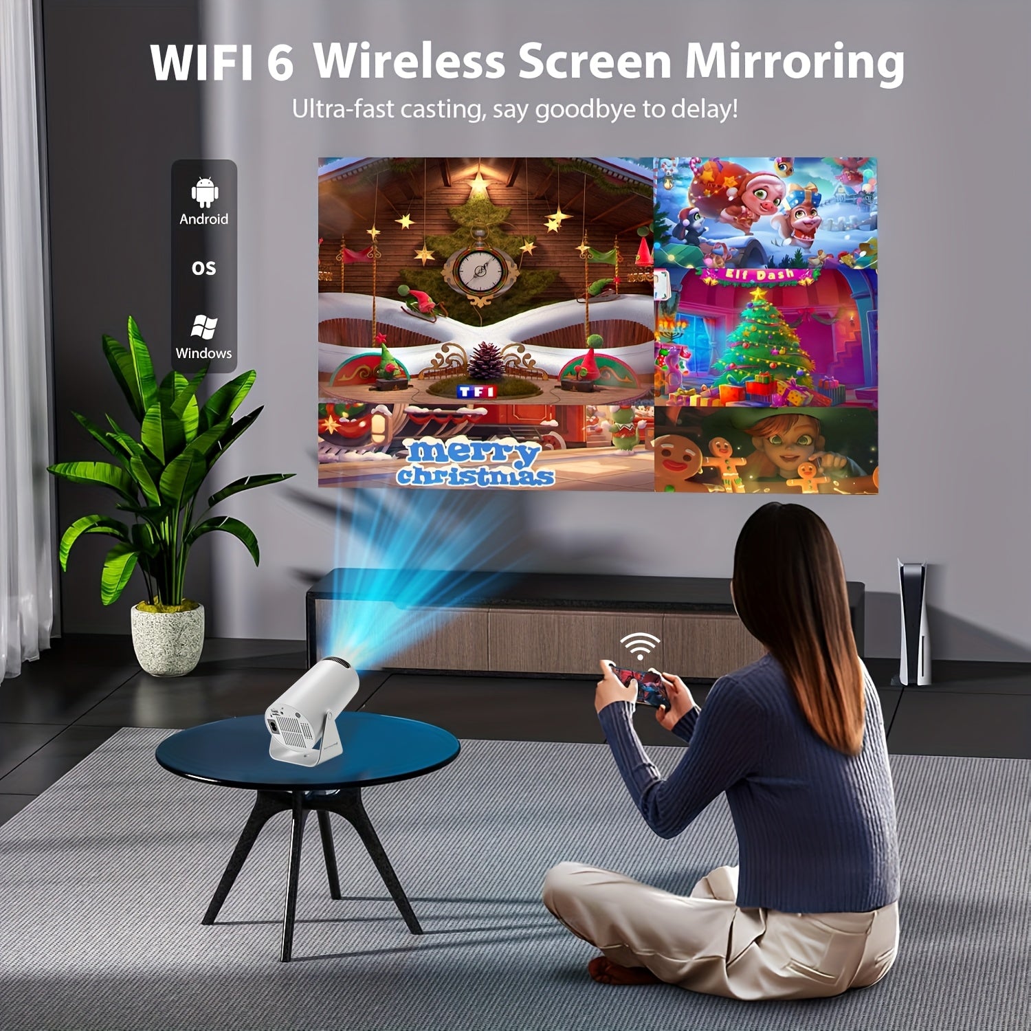 HY300 Pro Mini Projector - 4K Android 11.0 Smart Projector with Netflix & YouTube