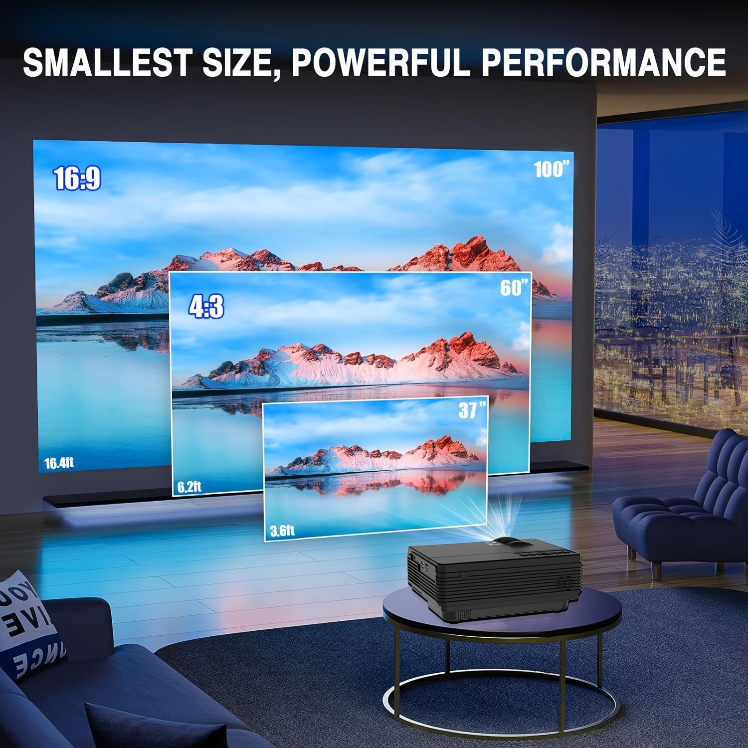 1080P 4K Portable Projector - WiFi 5G Home Theater