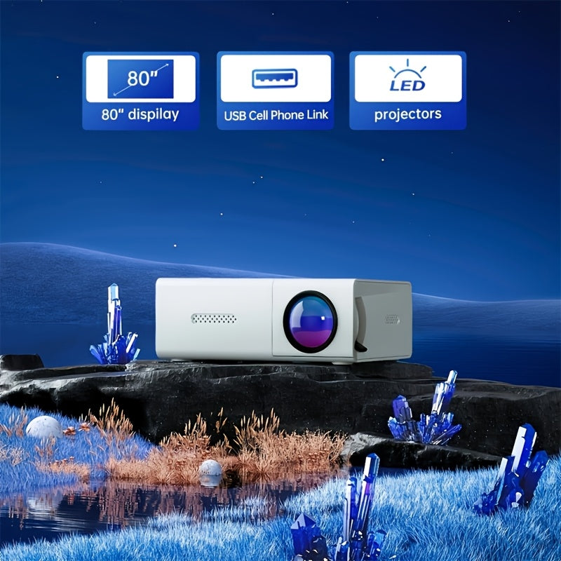 Portable HD Mini Projector 1080P - 210" Screen Built-in Speakers