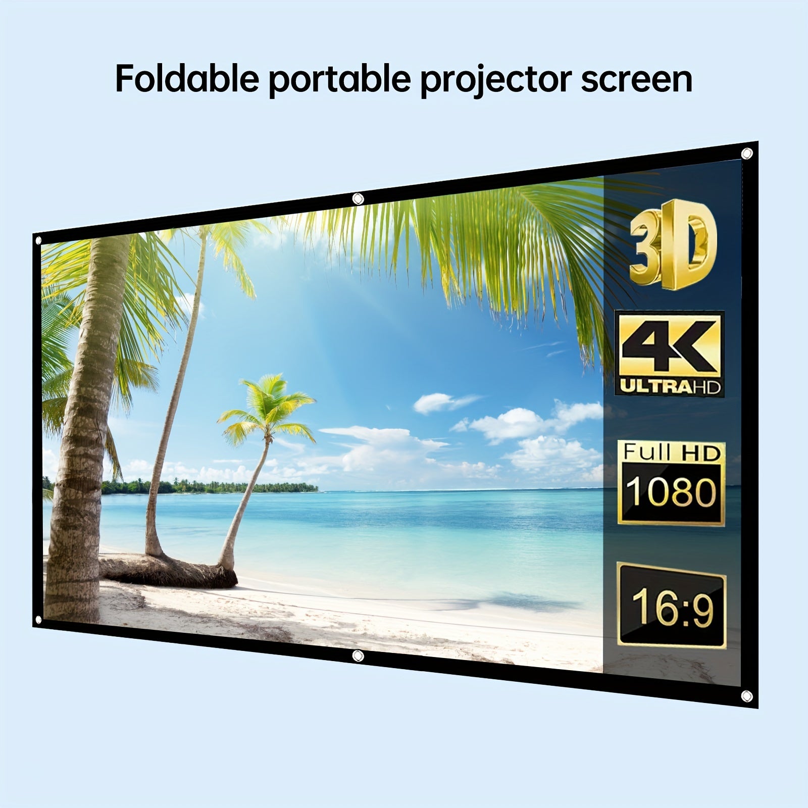 Pantalla de Proyección 4K 3D 100" Portátil Plegable
