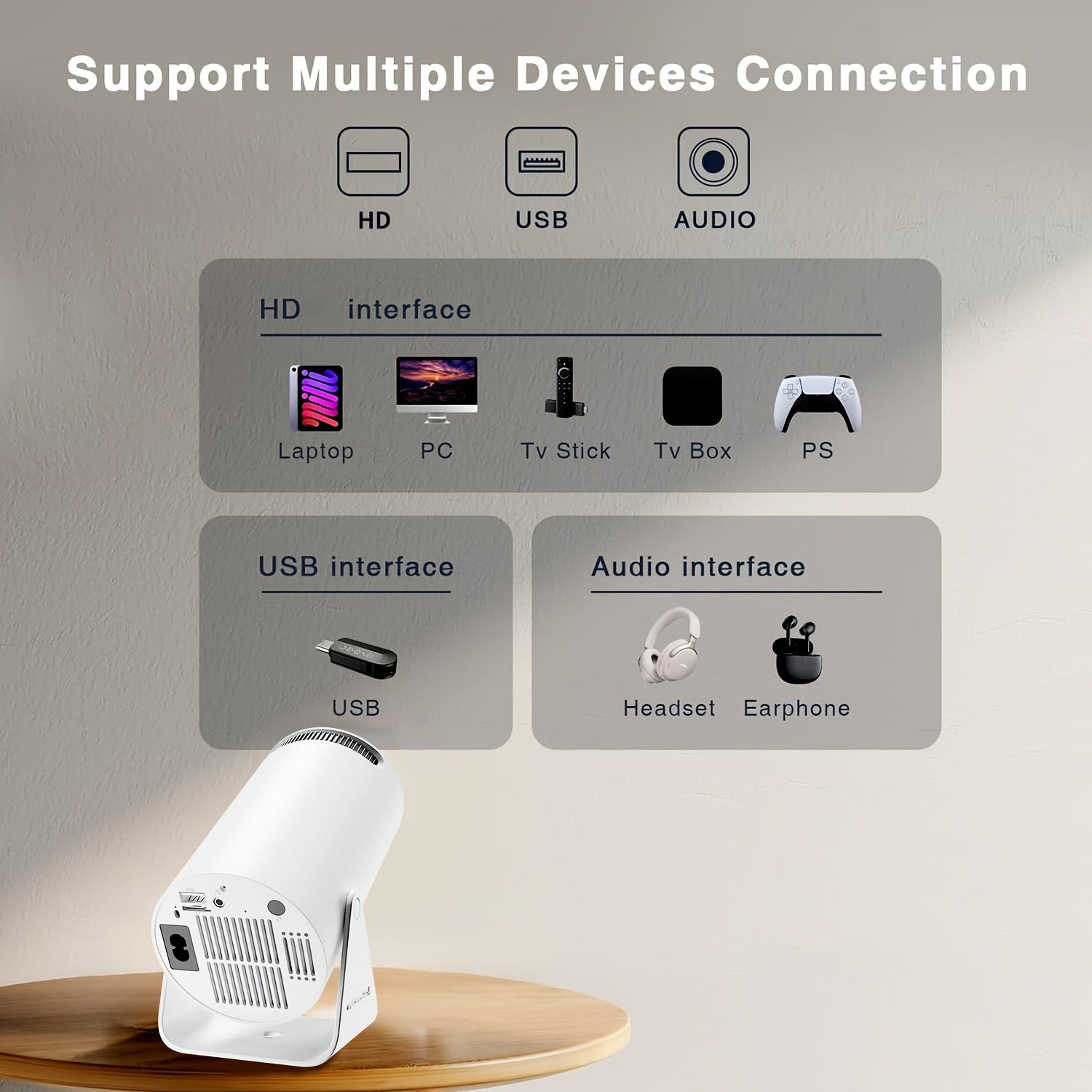 HY300 Pro Mini Projector - 4K Android 11.0 Smart Projector with Netflix & YouTube