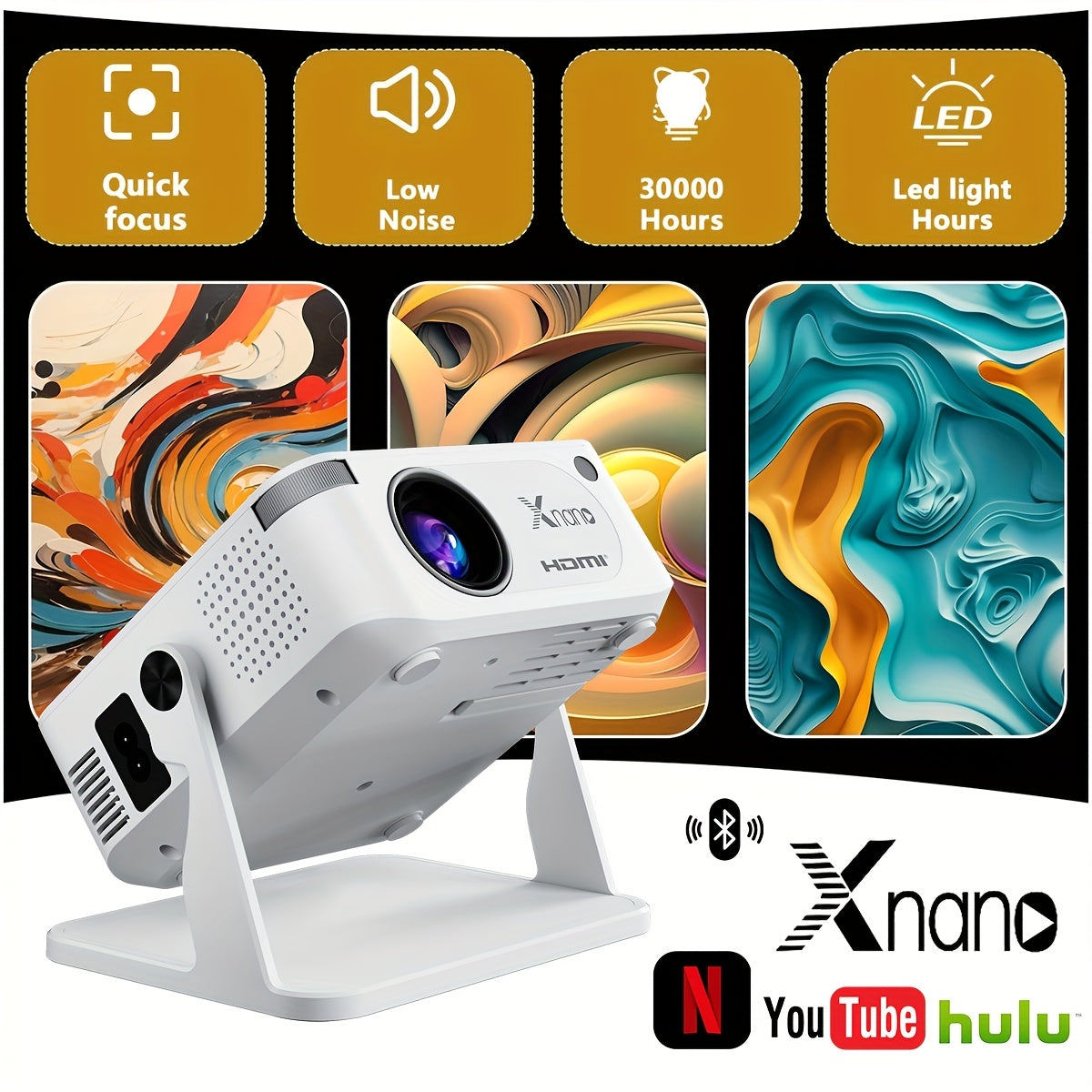 HA109 Mini Projector Android 11 - 720P 4K WiFi BT Home Theater