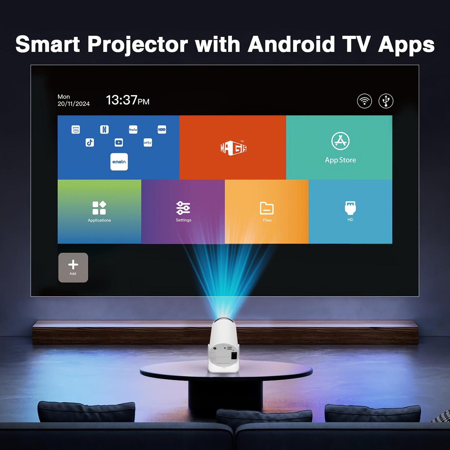 HY300 Pro Mini Projector - 4K Android 11.0 Smart Projector with Netflix & YouTube