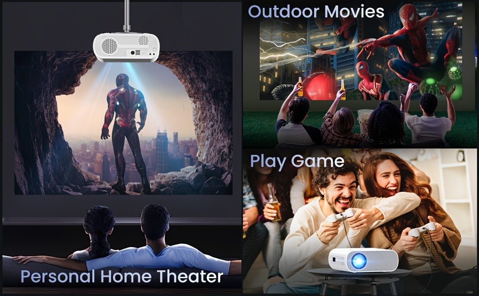 1080P Projector 4K Support - 300 ANSI BT5.1 Portable Home Theater
