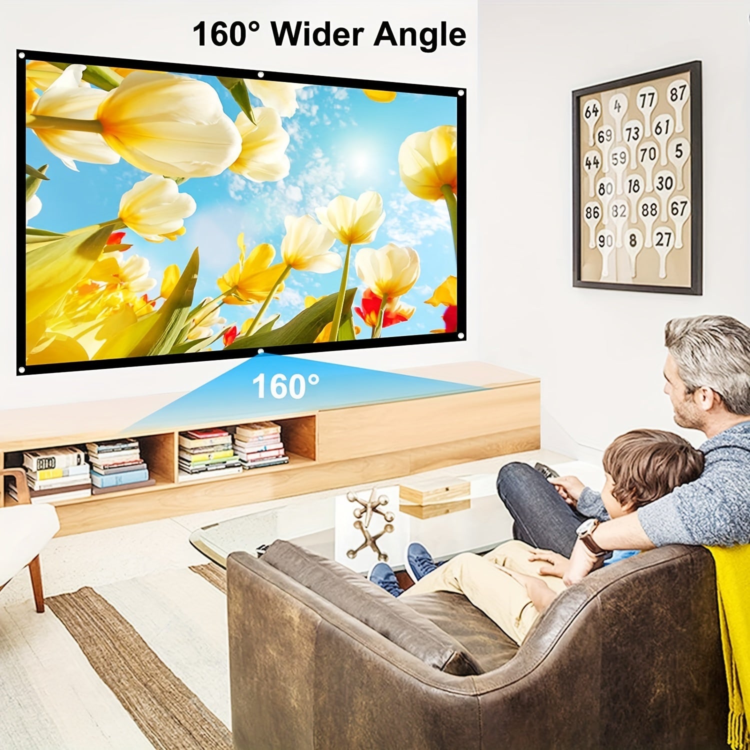 Pantalla de Proyección HD 72" 16:9 Plegable Anti-Arrugas